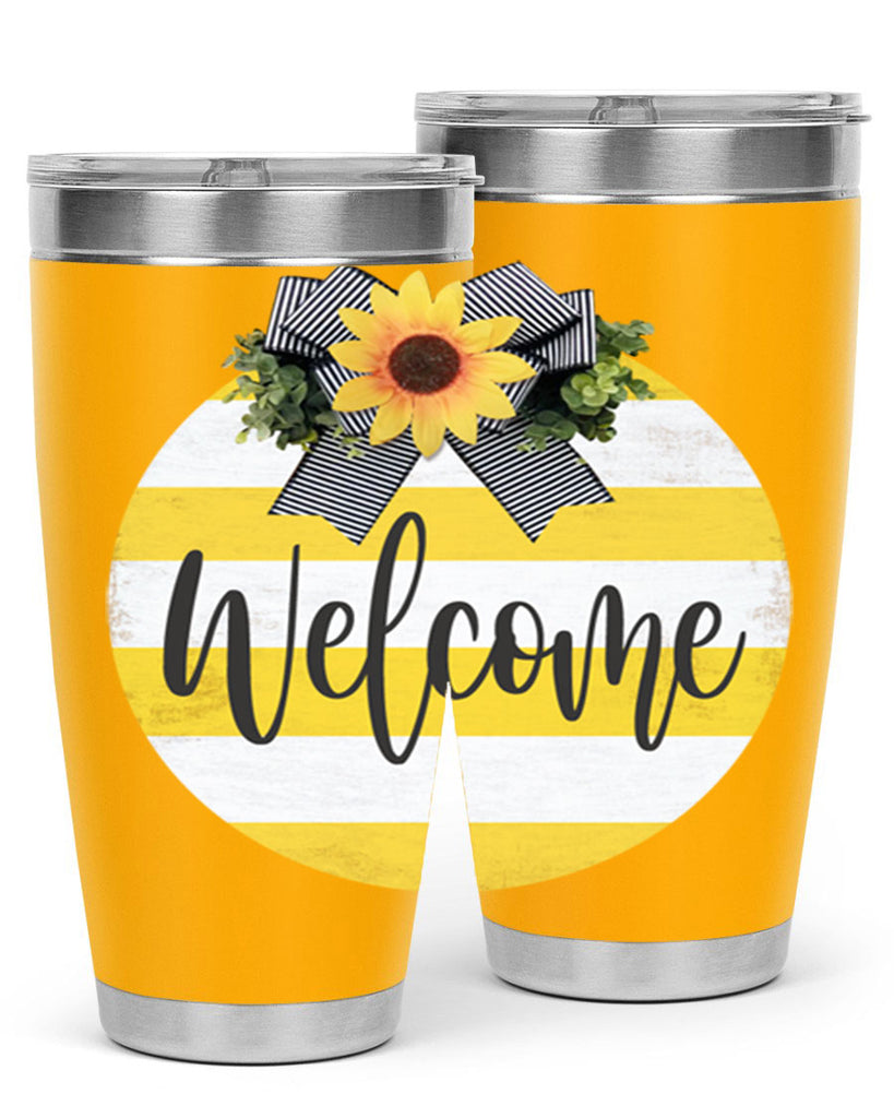 Welcome and Yellow strips Mockup564#- spring- Tumbler