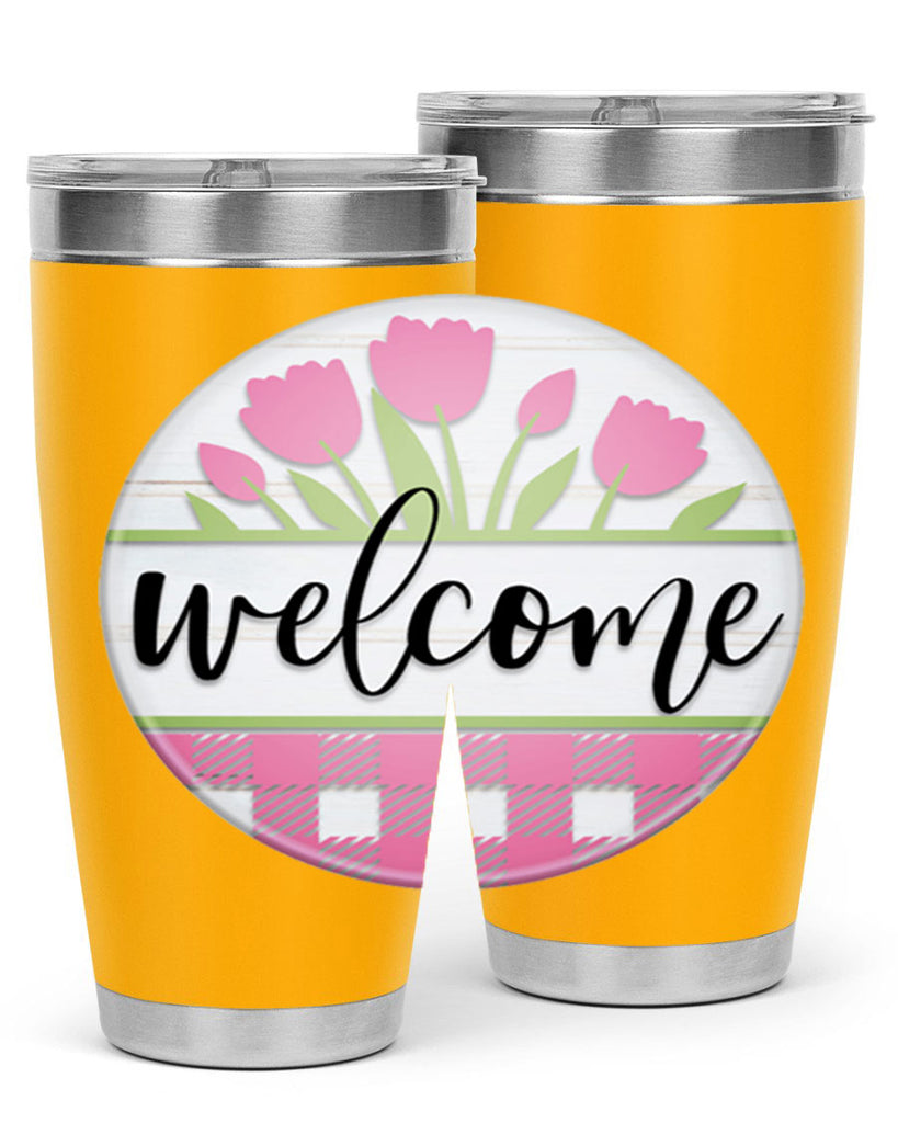 Welcome pink plaid Mockup574#- spring- Tumbler