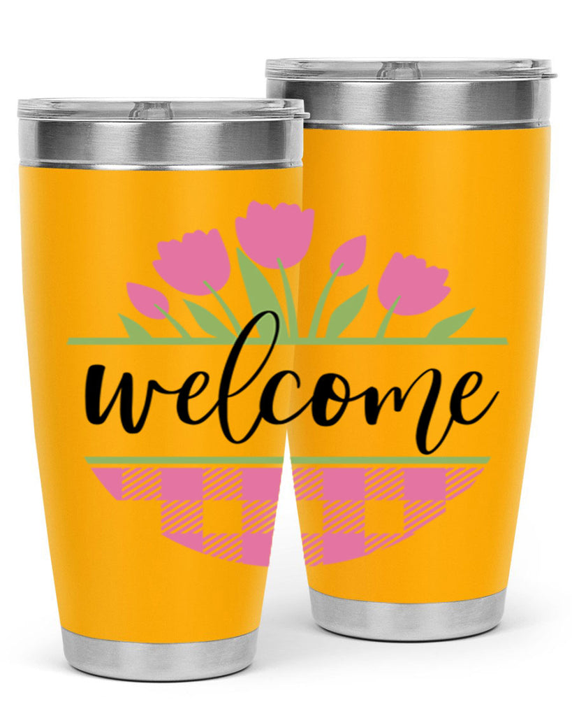 Welcome pink plaid575#- spring- Tumbler