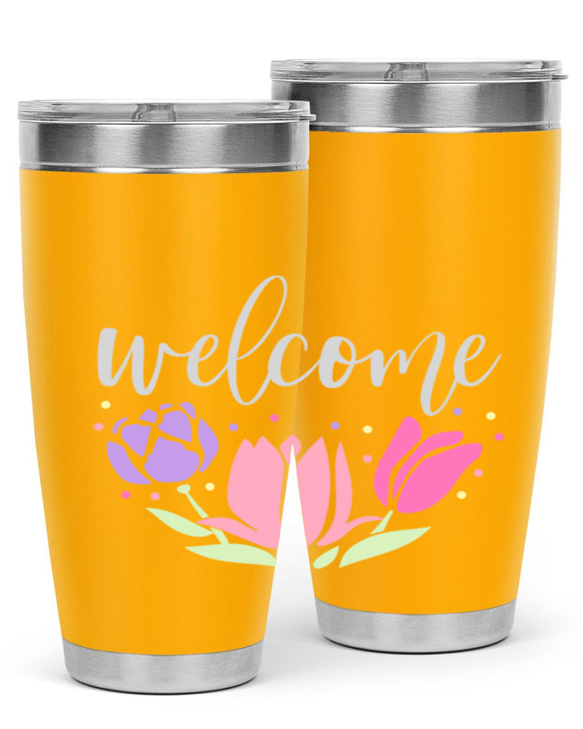 Welcome three flowers587#- spring- Tumbler