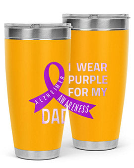 Womens I Wear Purple for My Dad Alzheimers Disease Awareness VNeck 221#- alzheimers- Cotton Tank