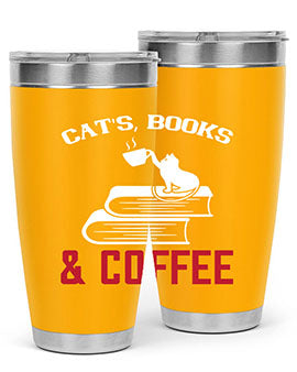 cats book and coffee Style 37#- cat- Tumbler