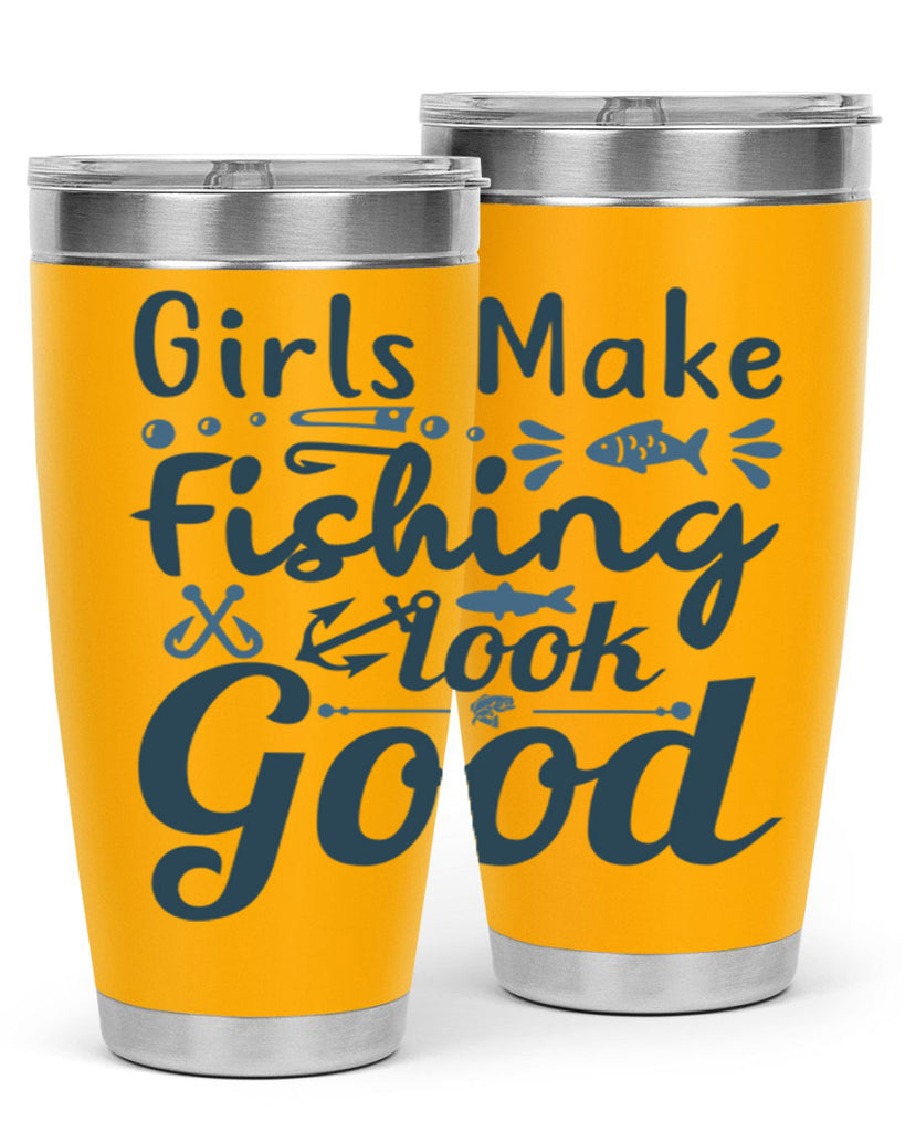 girl makes fishing 132#- fishing- Tumbler