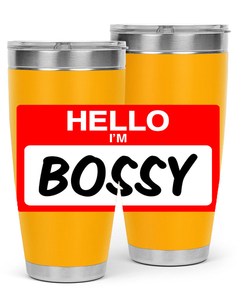 hello im bossy 132#- black words phrases- Cotton Tank