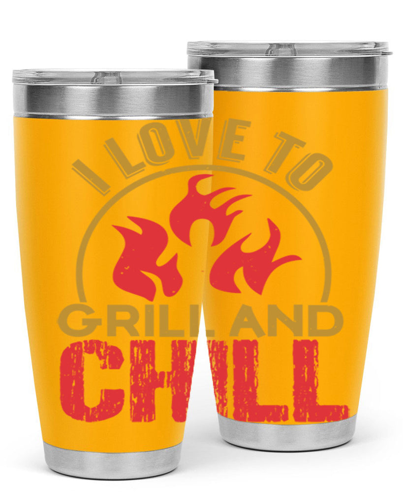 i love to grill and chill 38#- bbq- Tumbler