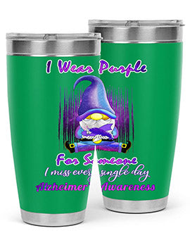 Alzheimers Awareness Products I Wear Purple Ribbon Gnome 22#- alzheimers- Tumbler