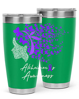 Alzheimers Awareness Shirt Alzheimers Purple Butterflies 23#- alzheimers- Tumbler