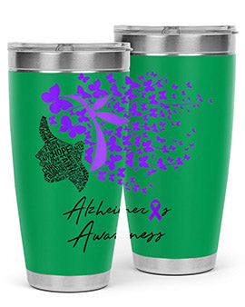 Alzheimers Awareness Shirt Alzheimers Purple Butterflies 24#- alzheimers- Tumbler