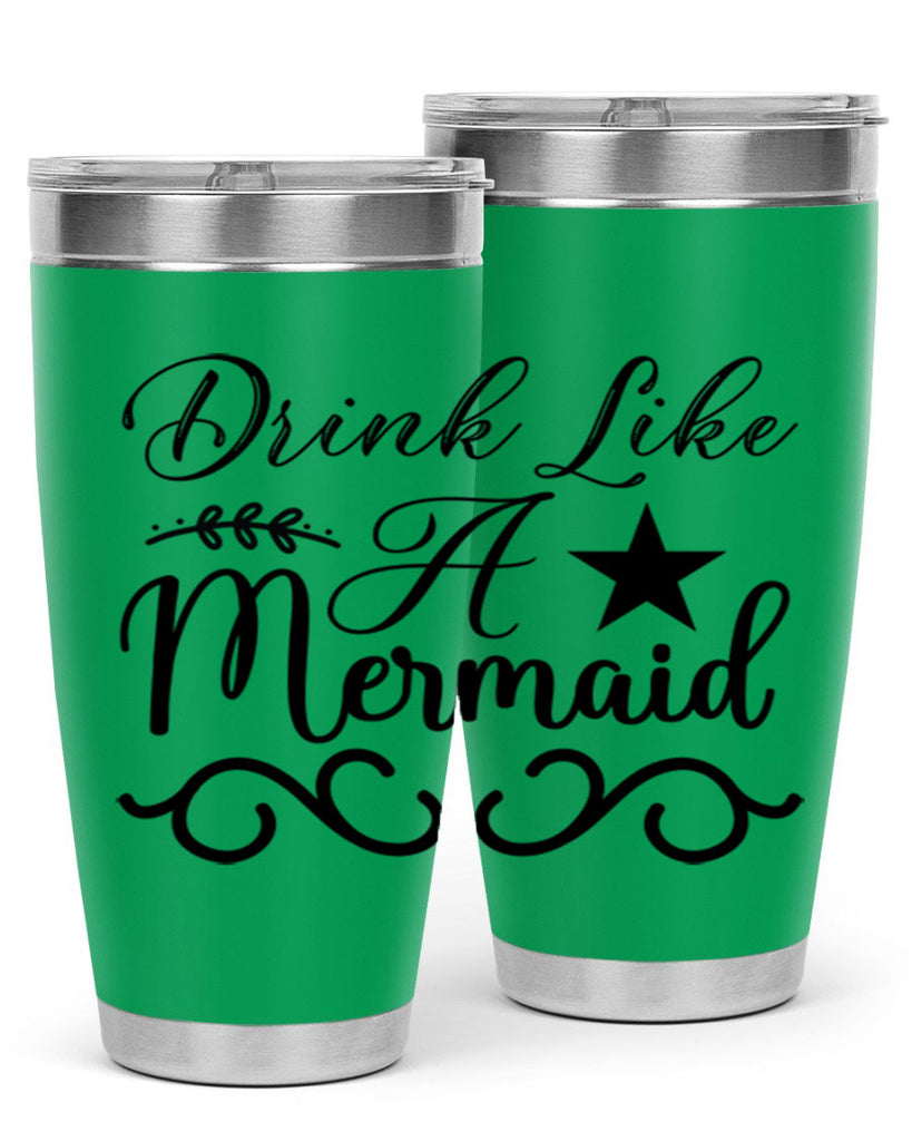 Drink like a mermaid 144#- mermaid- Tumbler