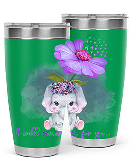 Elephan Sunflower AlzheimerS Awareness 131#- alzheimers- Tumbler