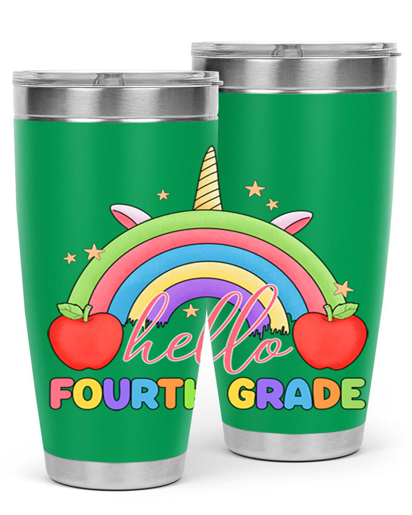 Hello 4th Grade Unicorn Rainbow 14#- 4th  grade- Tumbler