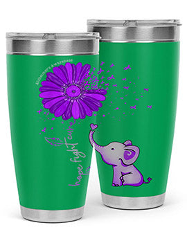 Hope Fight Cure Elephant Alzheimers Purple Ribbon 160#- alzheimers- Tumbler