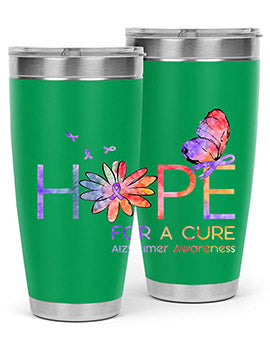 Hope For A Cure Alzheimer Awareness Flower 162#- alzheimers- Tumbler