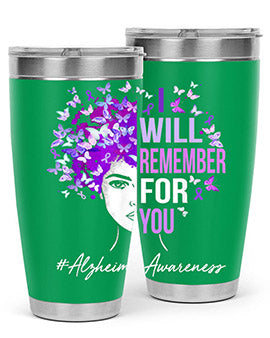 I Will Remember For You Alzheimer Awareness Womens Butterfly 180#- alzheimers- Tumbler