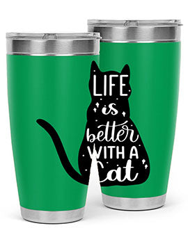 Life Is Better With A Cat Style 98#- cat- Tumbler