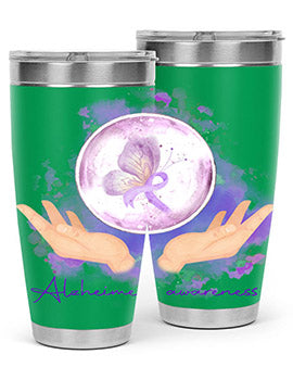 Love Purple Ribbon AlzheimerS Awareness 193#- alzheimers- Tumbler