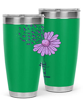 Purple Daisy Faith AlzheimerS Awareness 209#- alzheimers- Tumbler