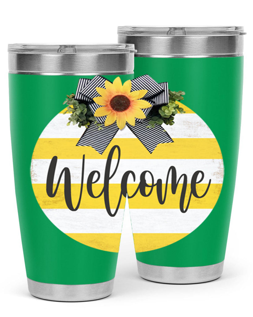 Welcome and Yellow strips Mockup564#- spring- Tumbler