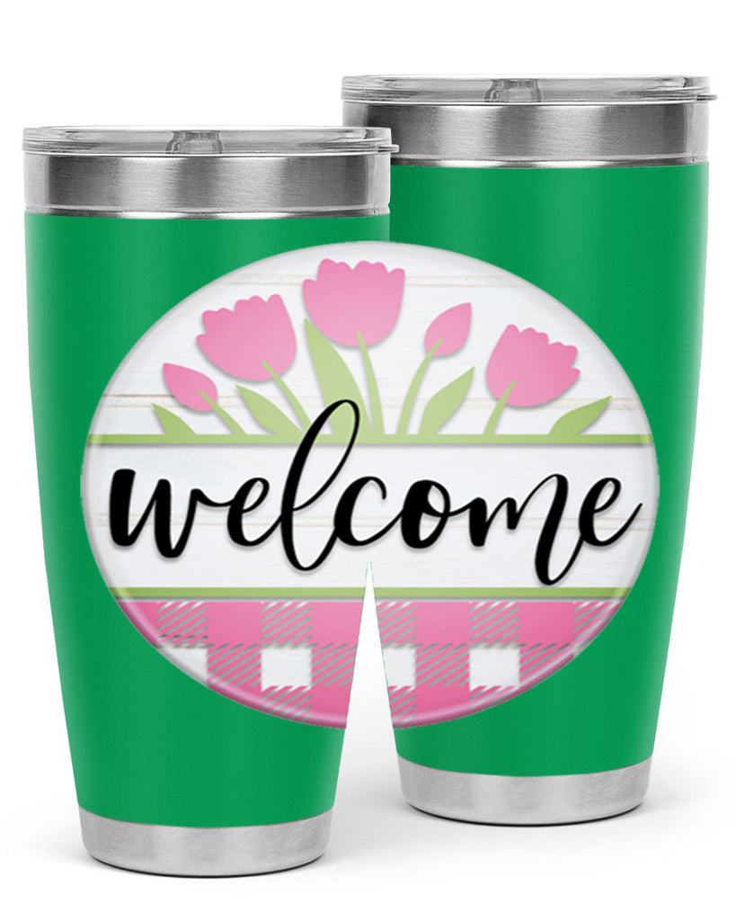 Welcome pink plaid Mockup574#- spring- Tumbler