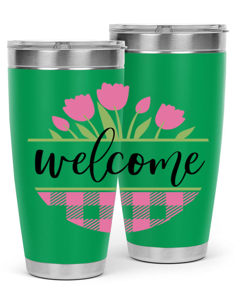 Welcome pink plaid575#- spring- Tumbler