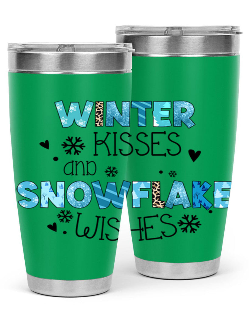 Winter kisses and snowflake wishes 571#- winter- Tumbler