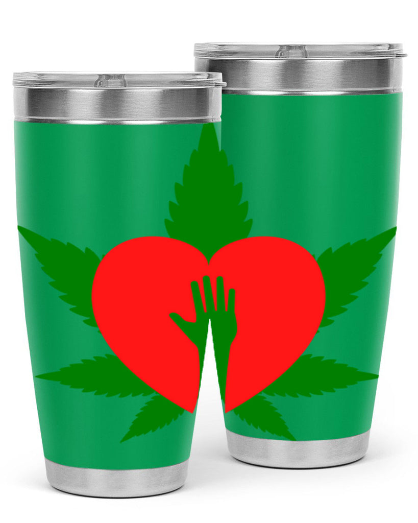 cannabis heart with hand 45#- marijuana- Tumbler