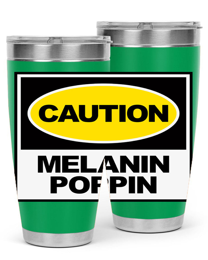 caution melanin poppin 188#- black words phrases- Cotton Tank