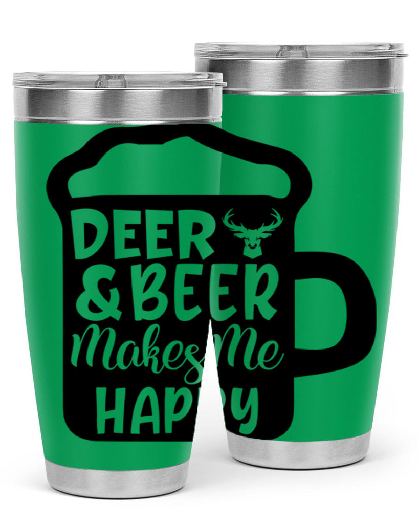 deer and beer makes me happy 17#- hunting- Tumbler