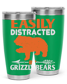 easily distracted by grizzly bears 10#- Bears- Tumbler