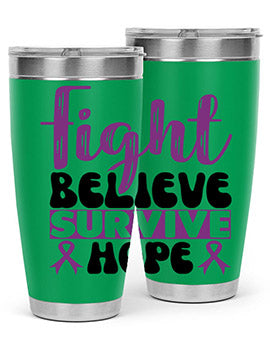 fight believe survive hope 141#- alzheimers- Tumbler