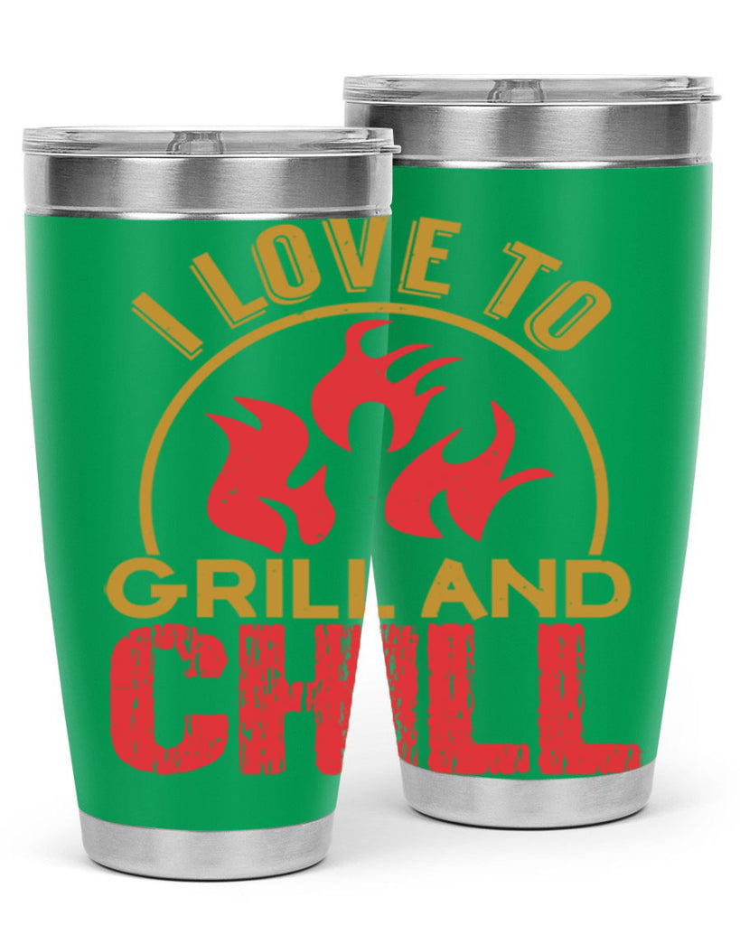 i love to grill and chill 38#- bbq- Tumbler