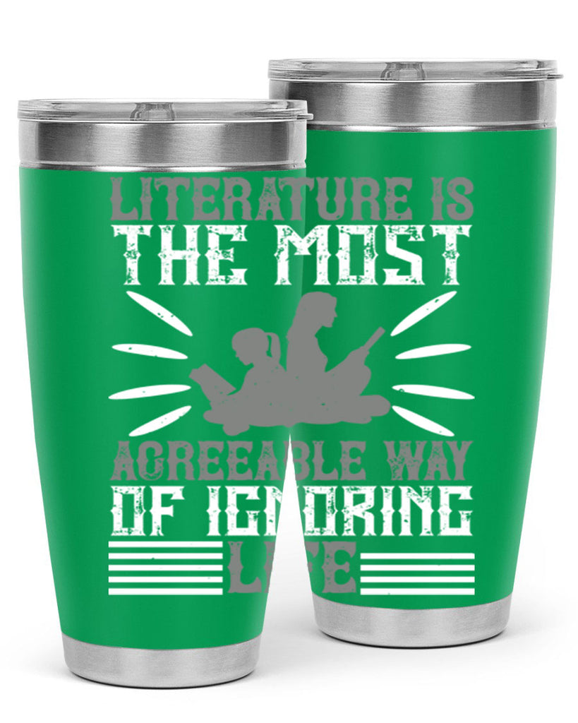 literature is the most agreeable way of ignoring life 61#- reading- Tumbler