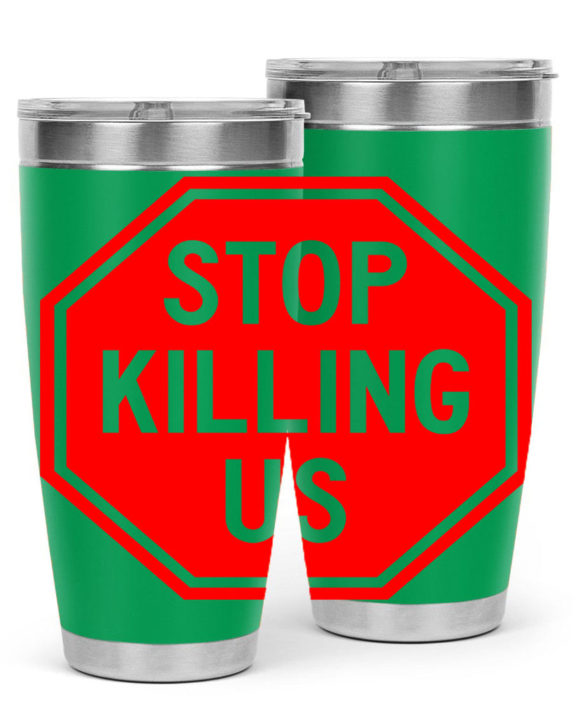 stop killing us 25#- black words phrases- Cotton Tank