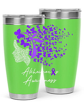 Alzheimers Awareness Shirt Alzheimers Purple Butterflies 23#- alzheimers- Tumbler