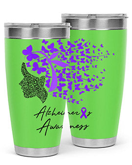 Alzheimers Awareness Shirt Alzheimers Purple Butterflies 24#- alzheimers- Tumbler