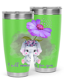 Elephan Sunflower AlzheimerS Awareness 131#- alzheimers- Tumbler