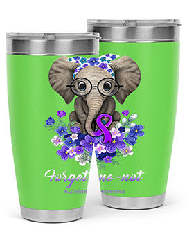 Forget me not Alzheimers Awareness Elephant Flower 150#- alzheimers- Tumbler