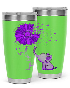 Hope Fight Cure Elephant Alzheimers Purple Ribbon 161#- alzheimers- Tumbler