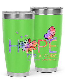 Hope For A Cure Alzheimer Awareness Flower 162#- alzheimers- Tumbler