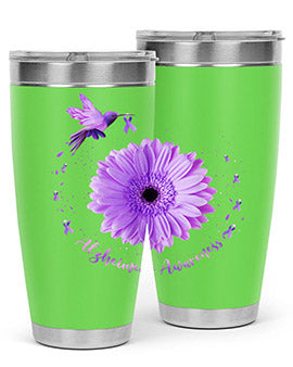 Hummingbird Sunflower Purple Ribbon Alzheimers Awareness 167#- alzheimers- Tumbler