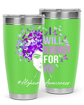 I Will Remember For You Alzheimer Awareness Womens Butterfly 180#- alzheimers- Tumbler