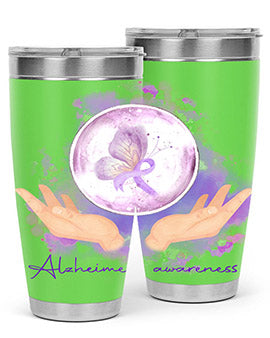 Love Purple Ribbon AlzheimerS Awareness 193#- alzheimers- Tumbler