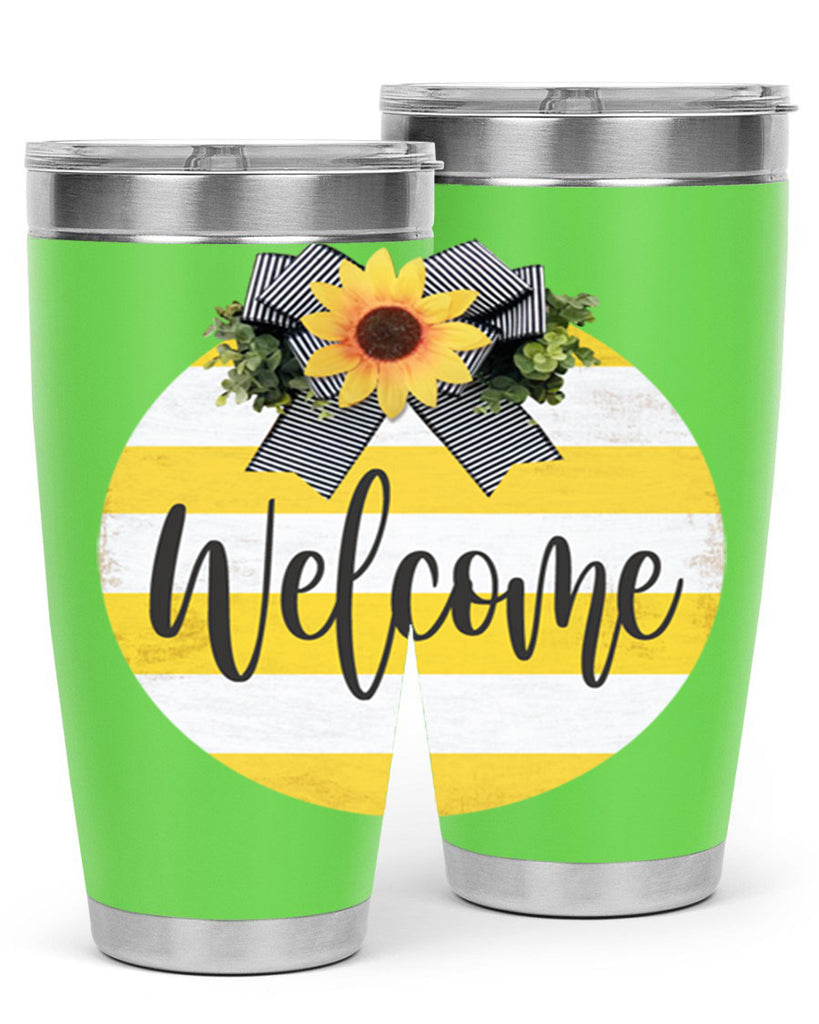 Welcome and Yellow strips Mockup564#- spring- Tumbler