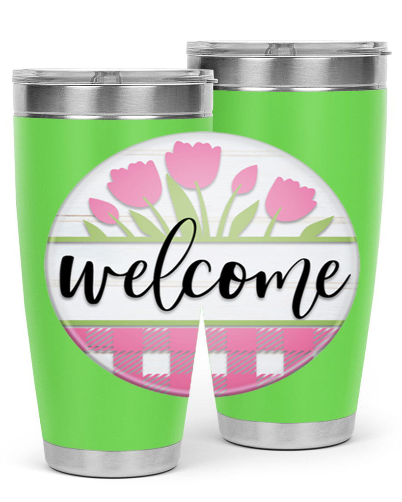 Welcome pink plaid Mockup574#- spring- Tumbler