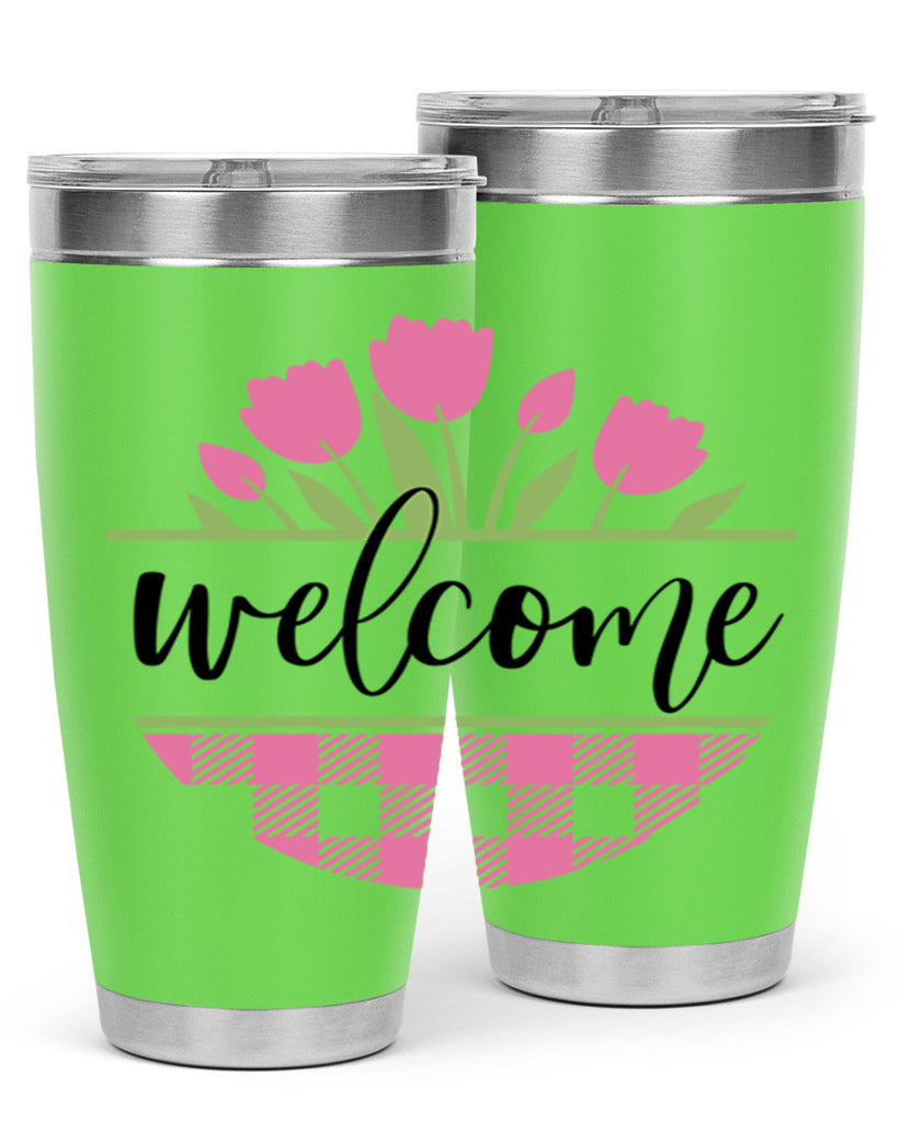 Welcome pink plaid575#- spring- Tumbler