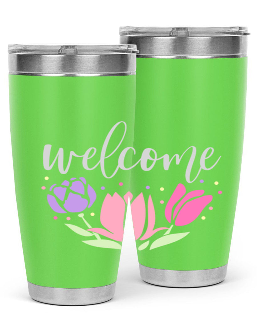 Welcome three flowers587#- spring- Tumbler