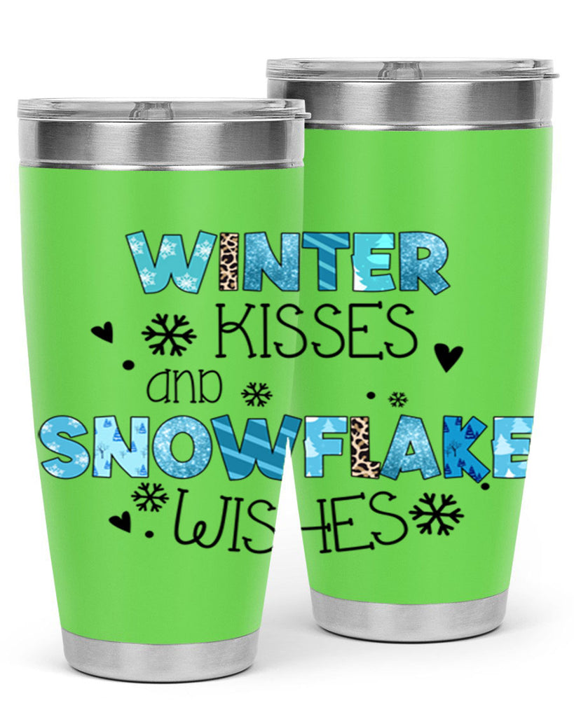 Winter kisses and snowflake wishes 571#- winter- Tumbler