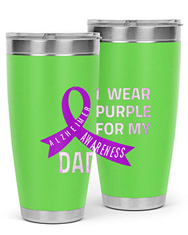 Womens I Wear Purple for My Dad Alzheimers Disease Awareness VNeck 221#- alzheimers- Tumbler