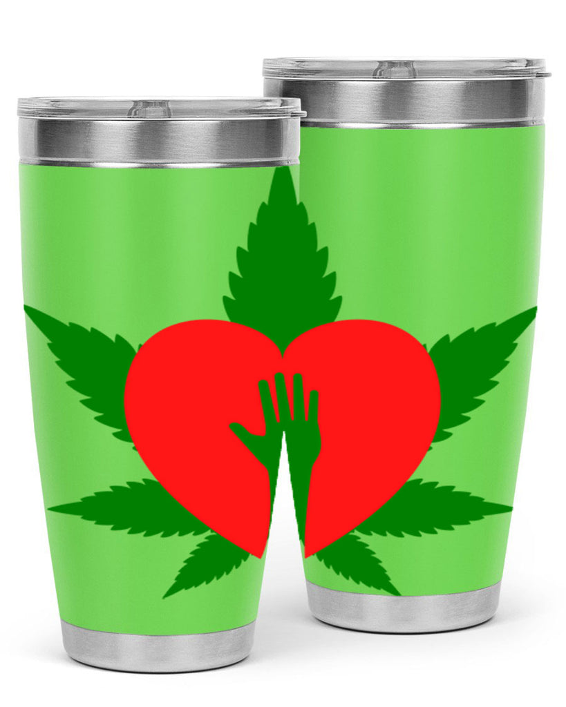 cannabis heart with hand 45#- marijuana- Tumbler