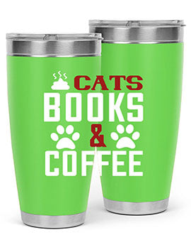 cats books and coffee Style 38#- cat- Tumbler